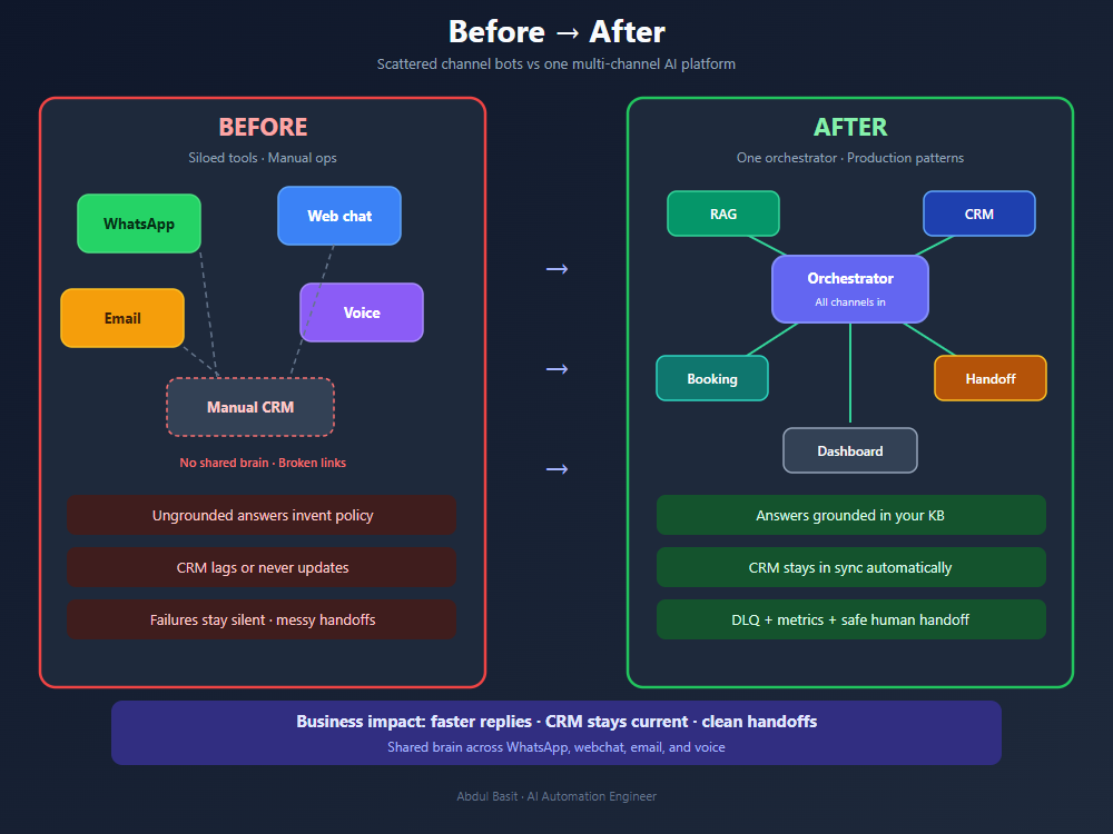 Multi-Channel AI Platform before and after